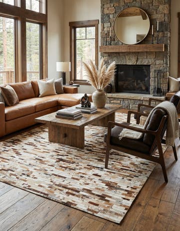 5' x 8' Cowhide Leather Rug