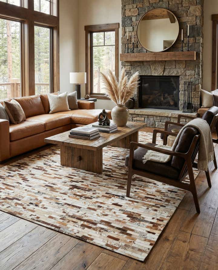 5' x 8' Cowhide Leather Rug