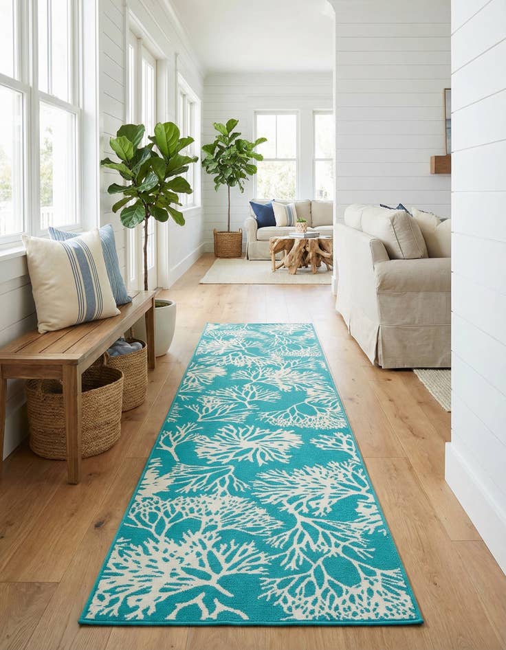 Detail image of 2' 7 x 12' Easy-Clean Coastal Indoor / Outdoor Runner Rug