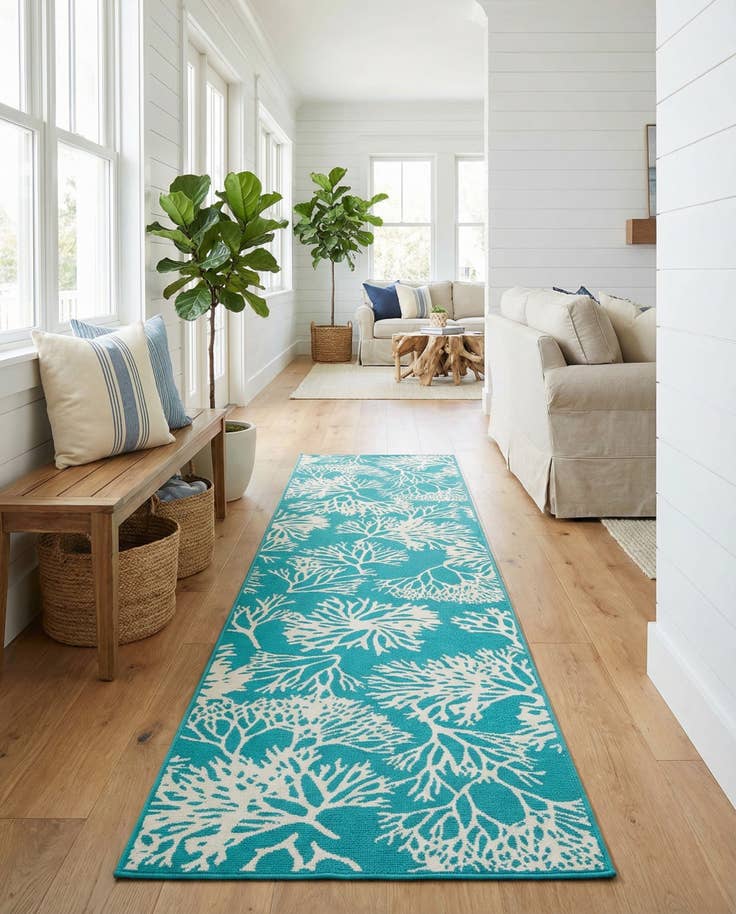 Detail image of 2' 7 x 12' Easy-Clean Coastal Indoor / Outdoor Runner Rug
