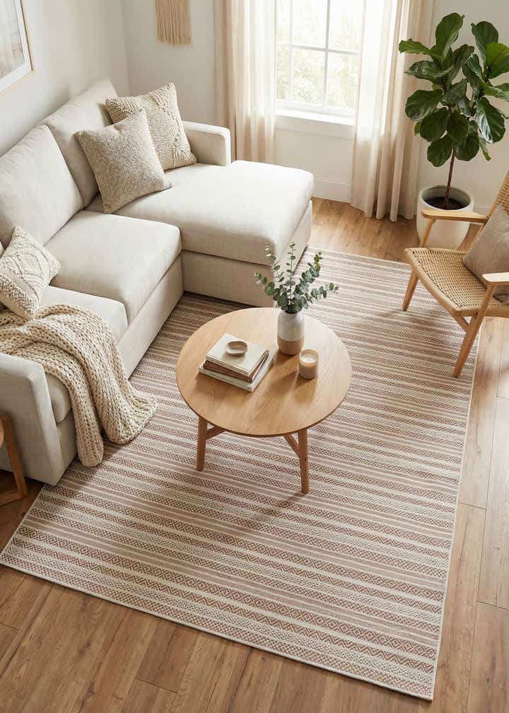 7' x 10' Easy-Clean Striped Indoor / Outdoor Rug