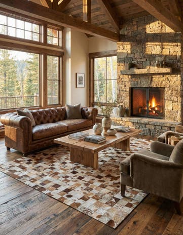 8' x 10' Cowhide Leather Rug