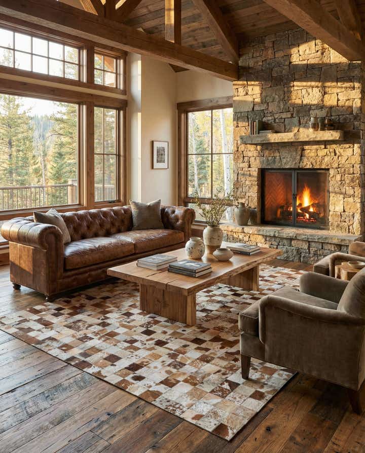 8' x 10' Cowhide Leather Rug
