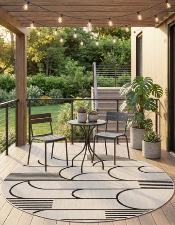 7' 10 x 7' 10 Easy-Clean Modern Indoor / Outdoor Round Rug
