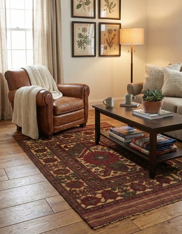 3' 7 x 6' Hand Knotted Sumak Wool Rug