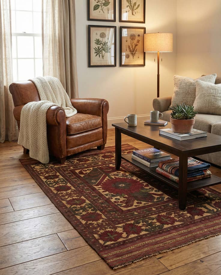 Detail image of 3' 7 x 6' Hand Knotted Sumak Wool Rug