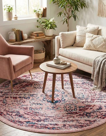 Pink Charleston Round Rug