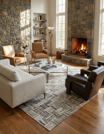 7' 10 x 9' 10 Cowhide Leather Rug