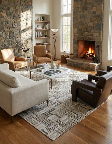7' 10 x 9' 10 Cowhide Leather Rug