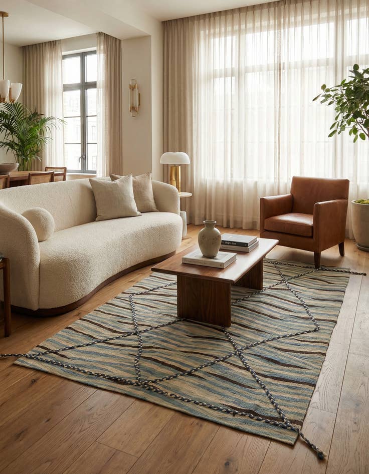 Detail image of 4' 6 x 6' 1  Hand Woven Kilim Modern Wool Rug