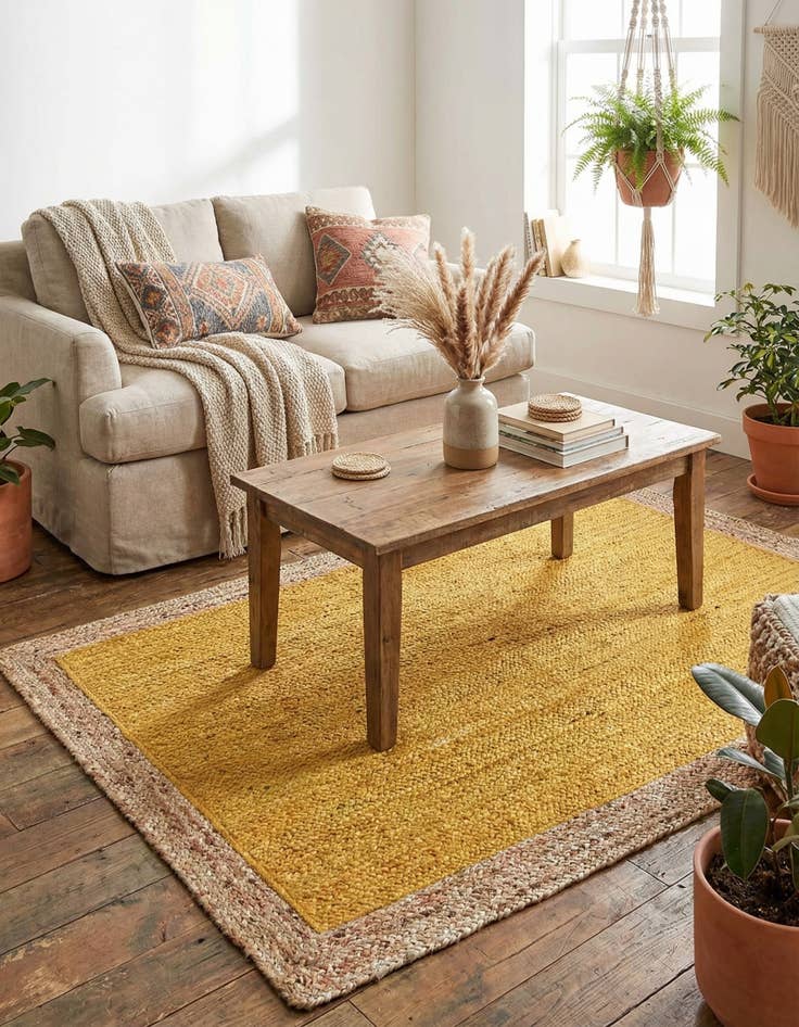 Detail image of 4' 1 x 6' 1  Hand Braided Jute Rug