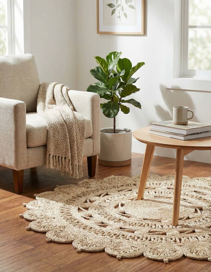 Detail image of 4' 1 x 4' 1  Hand Braided Jute Round Rug