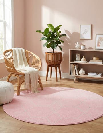 4' x 4' Lattice Frieze Round Rug