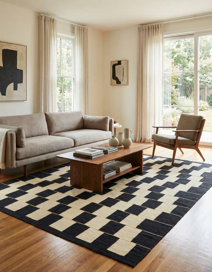 Detail image of 6' x 7' 9  Hand Woven Kilim Modern Wool Rug