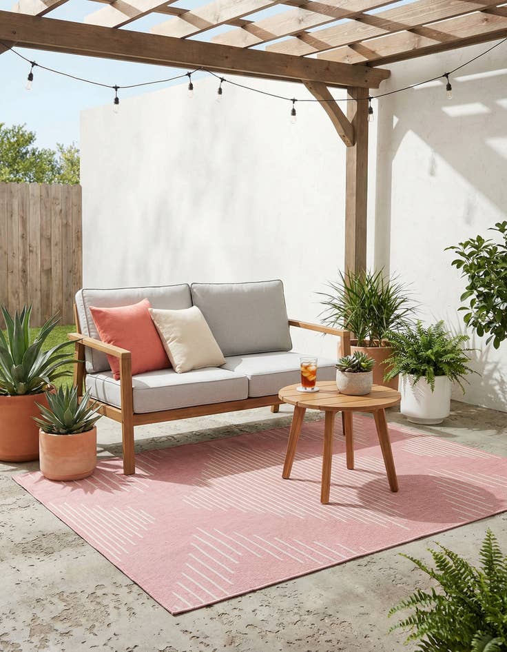 Detail image of 5' 3 x 8' Easy-Clean Modern Indoor / Outdoor Rug