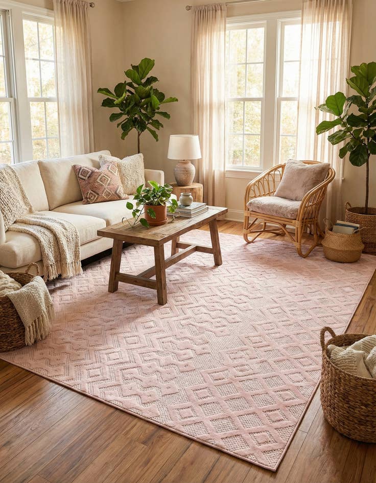 Detail image of 6' x 9'  Washable Trellis Textured Indoor / Outdoor Rug