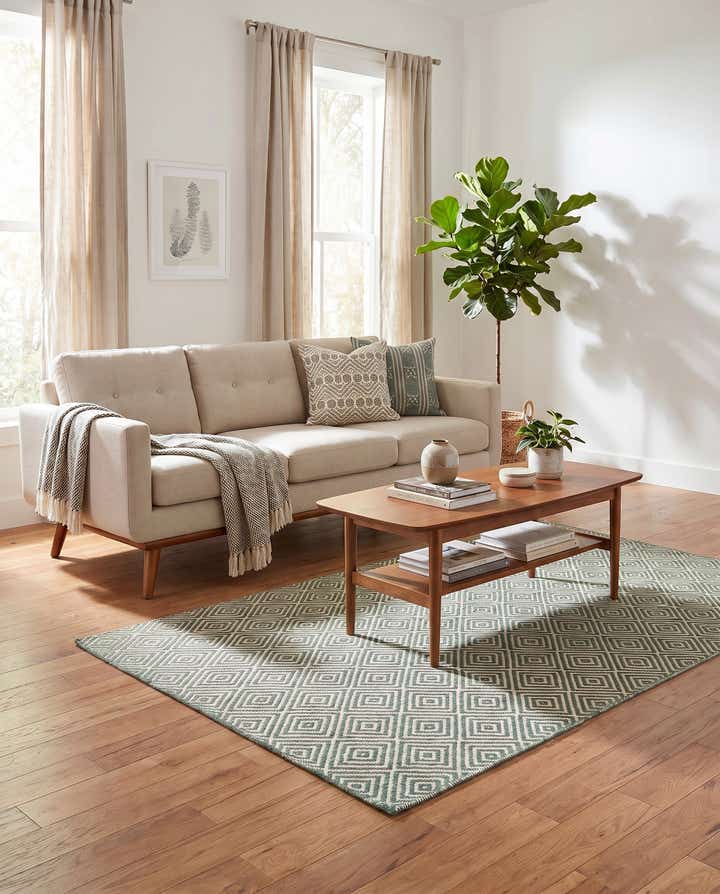 4' 1 x 6' 1 Hand Woven Geo Trellis Flatweave Rug
