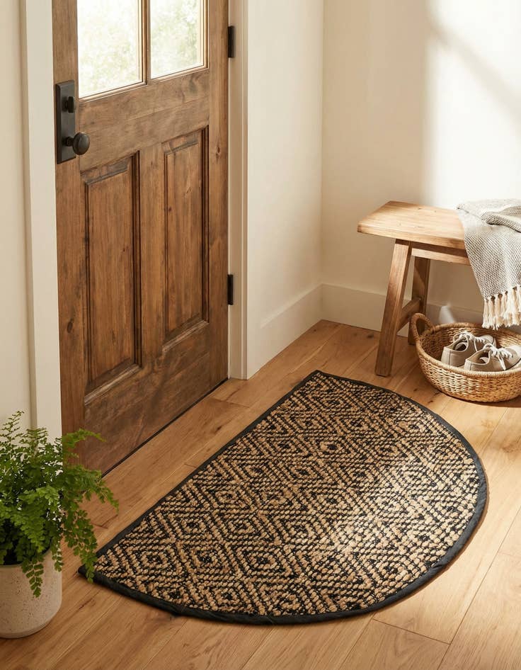 Detail image of 2' 2 x 3' 7  Hand Woven Braided Jute Hearth Rug