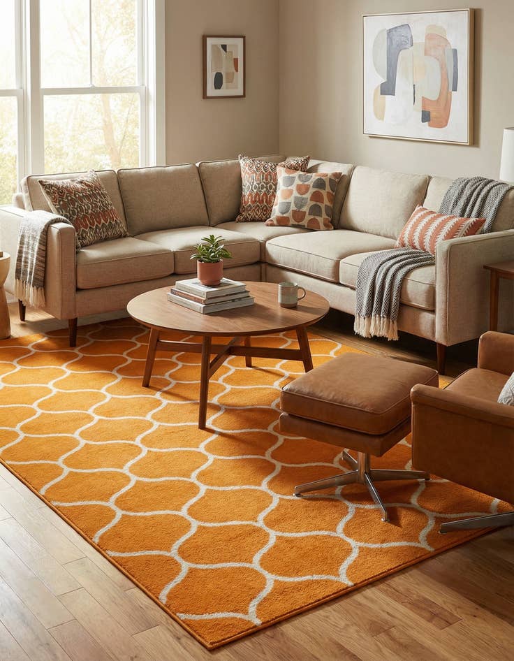 Detail image of  7' 10 x 11' Lattice Frieze Rug