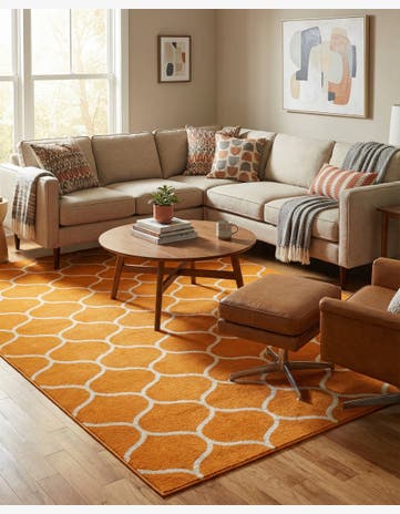 Orange Lattice Frieze Rug