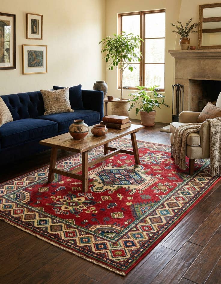 Detail image of 4' x 6' 4  Hand Knotted Kazak Rug