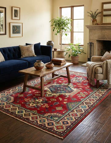 4' x 6' 4 Hand Knotted Kazak Rug