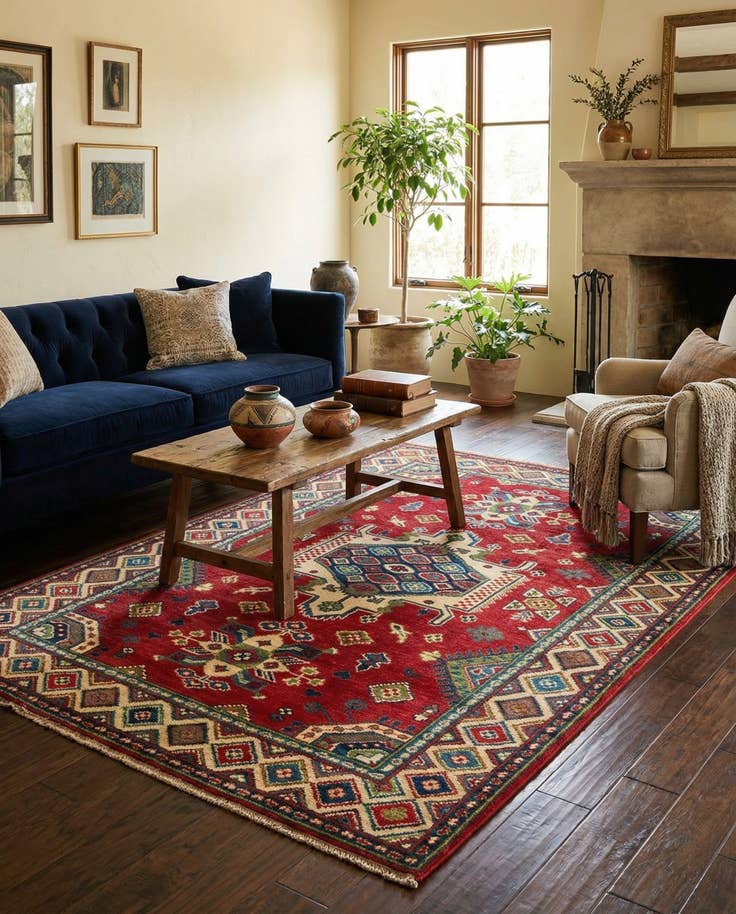 Detail image of 4' x 6' 4 Hand Knotted Kazak Rug