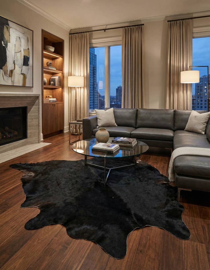 Detail image of 5' 5 x 6' 8 Cowhide Leather Rug