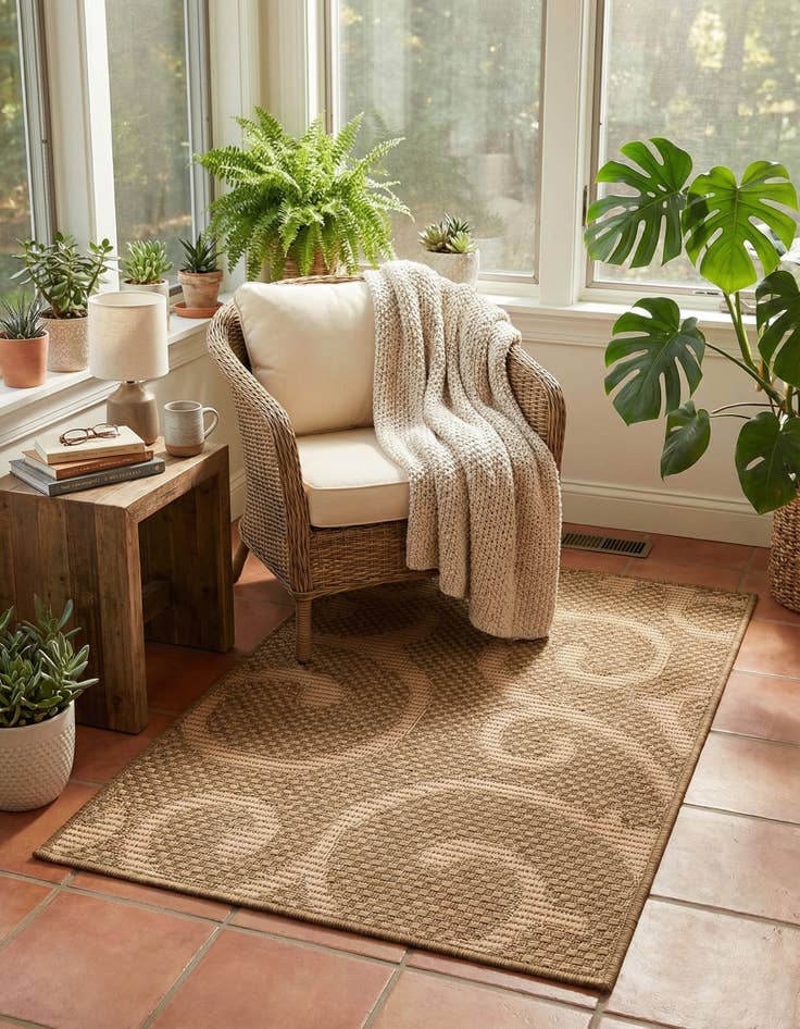 Detail image of 2' x 3'  Washable Botanical Indoor / Outdoor Rug