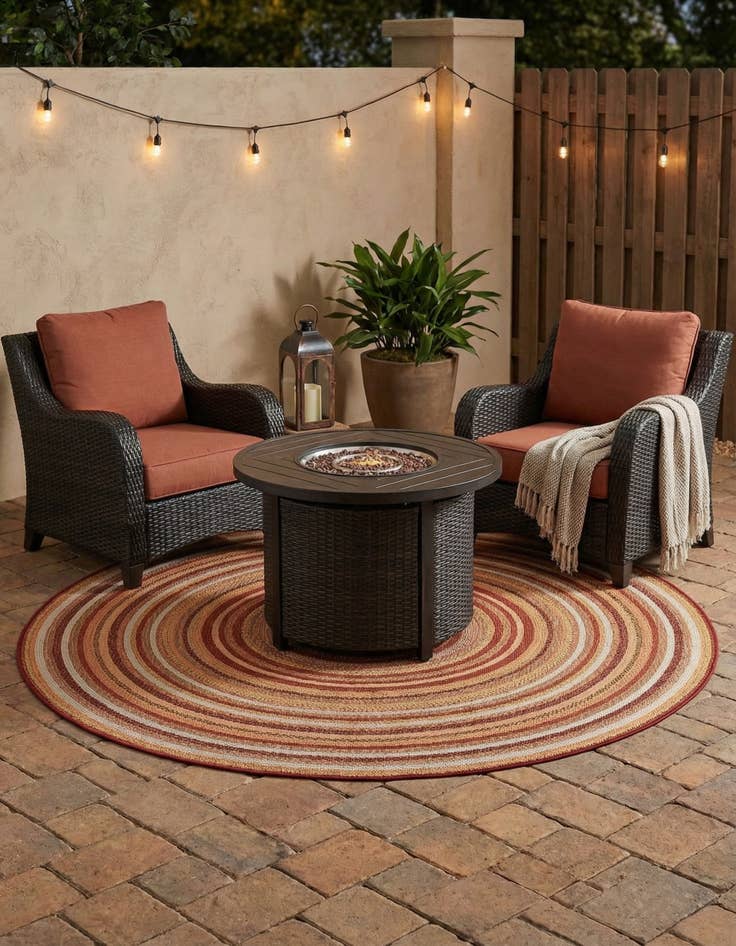 Detail image of  7' x 7'  Washable Baja Indoor / Outdoor Round Rug