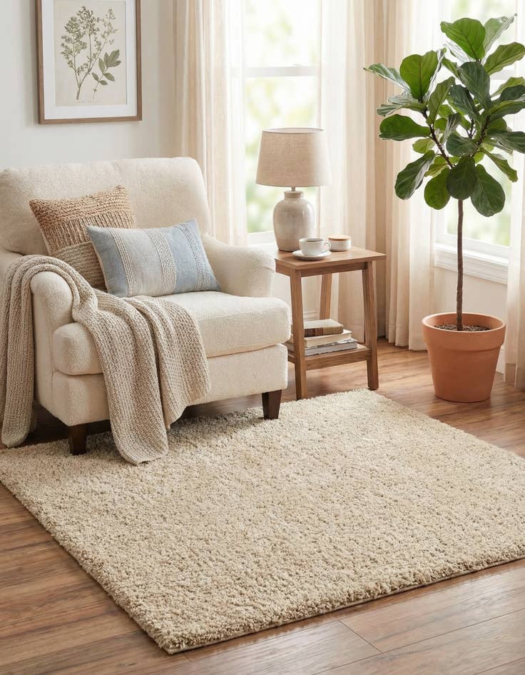 Detail image of  4' x 4' Soft Solid Shag Square Rug