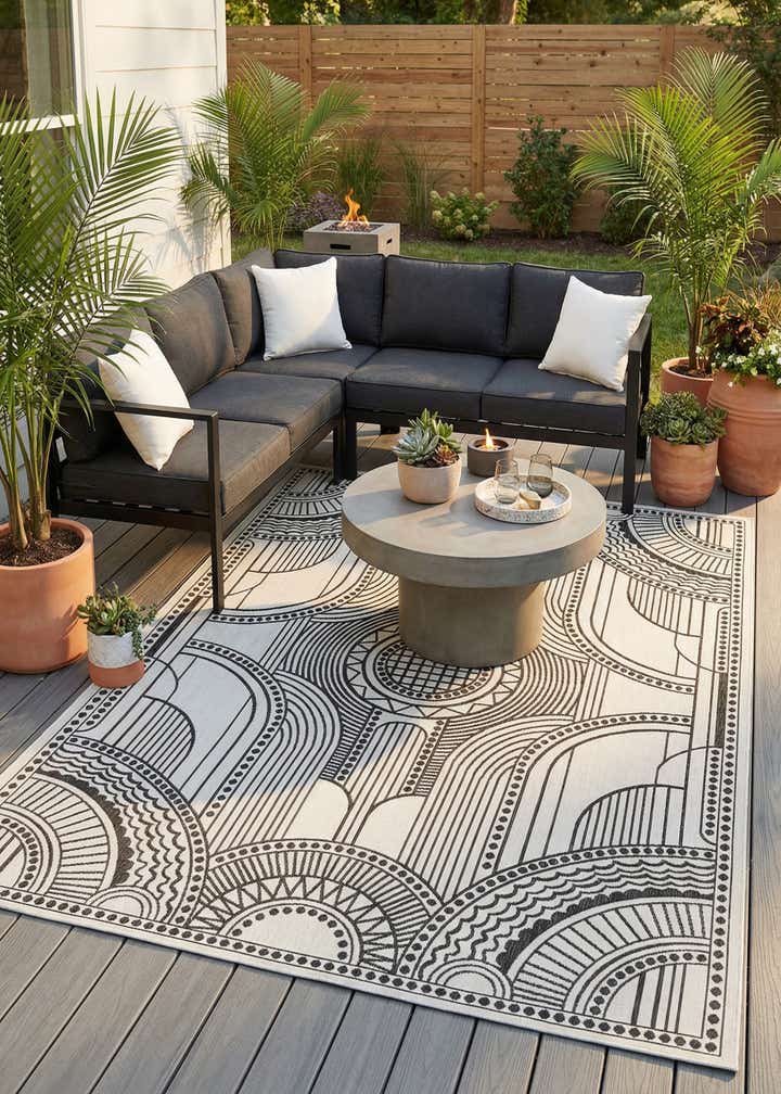 9' x 12' Easy-Clean Traditional Indoor / Outdoor Rug
