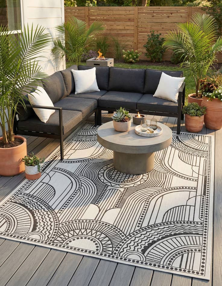 Detail image of 9' x 12'  Washable Traditional Indoor / Outdoor Rug