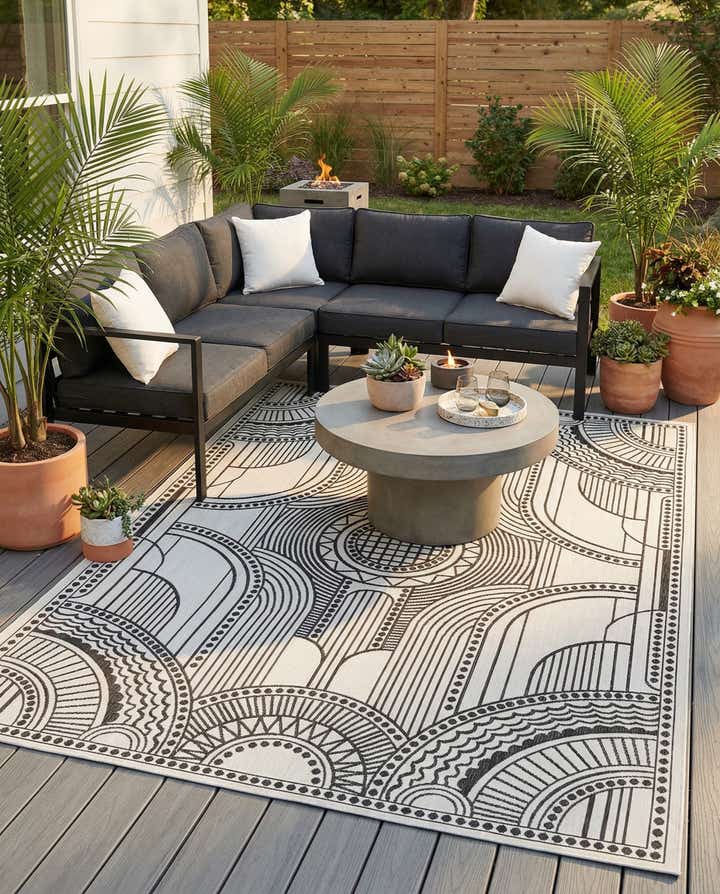 9' x 12' Easy-Clean Traditional Indoor / Outdoor Rug