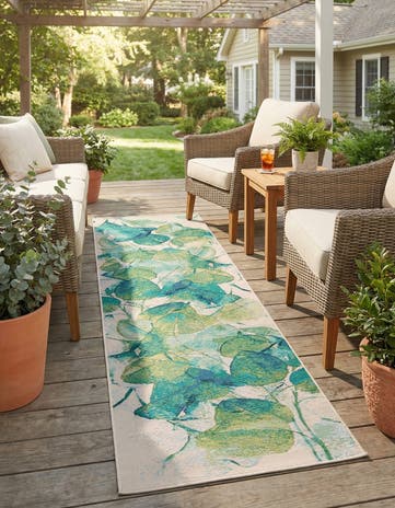 2' 7 x 10' Easy-Clean Botanical Indoor / Outdoor Runner Rug