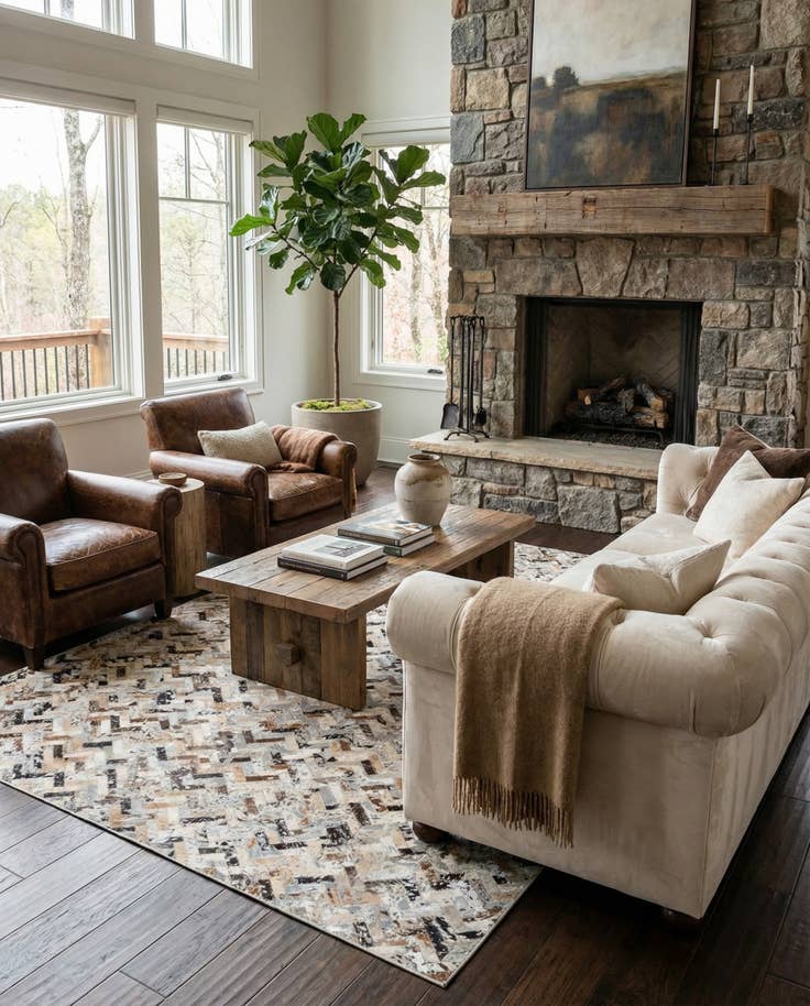 Detail image of 5' 3 x 7' 5 Cowhide Stocks Rug