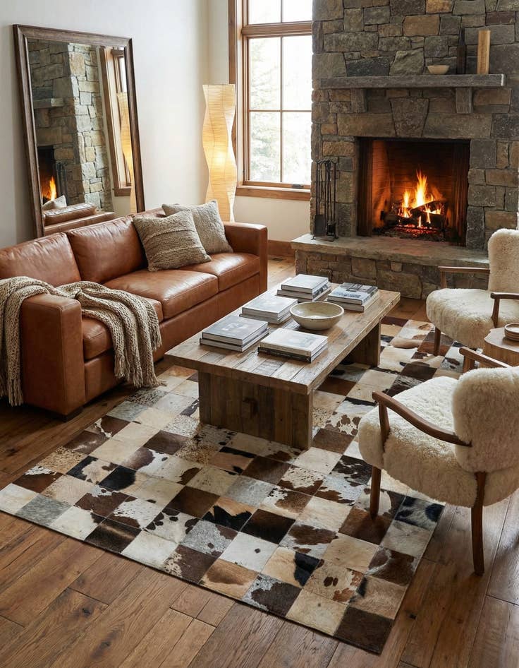 Detail image of  5' x 7' 9 Cowhide Leather Rug