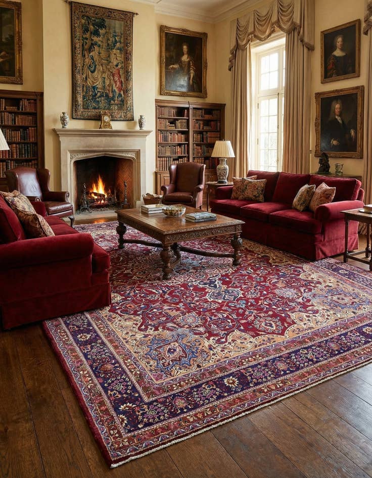 Detail image of  9' 10 x 13' 2  Hand Knotted Mashad Persian Wool Rug