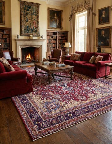9' 10 x 13' 2 Hand Knotted Mashad Persian Wool Rug