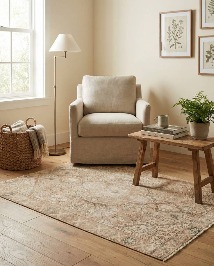 Detail image of 3' 4 x 5' Hand Knotted Ultra Vintage Persian Wool Rug