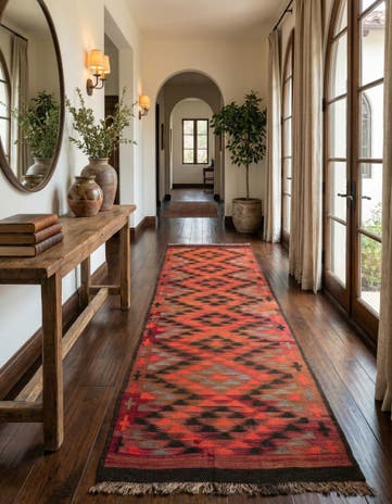 4' 2 x 14' Hand Woven Kilim Fars Wool Runner Rug