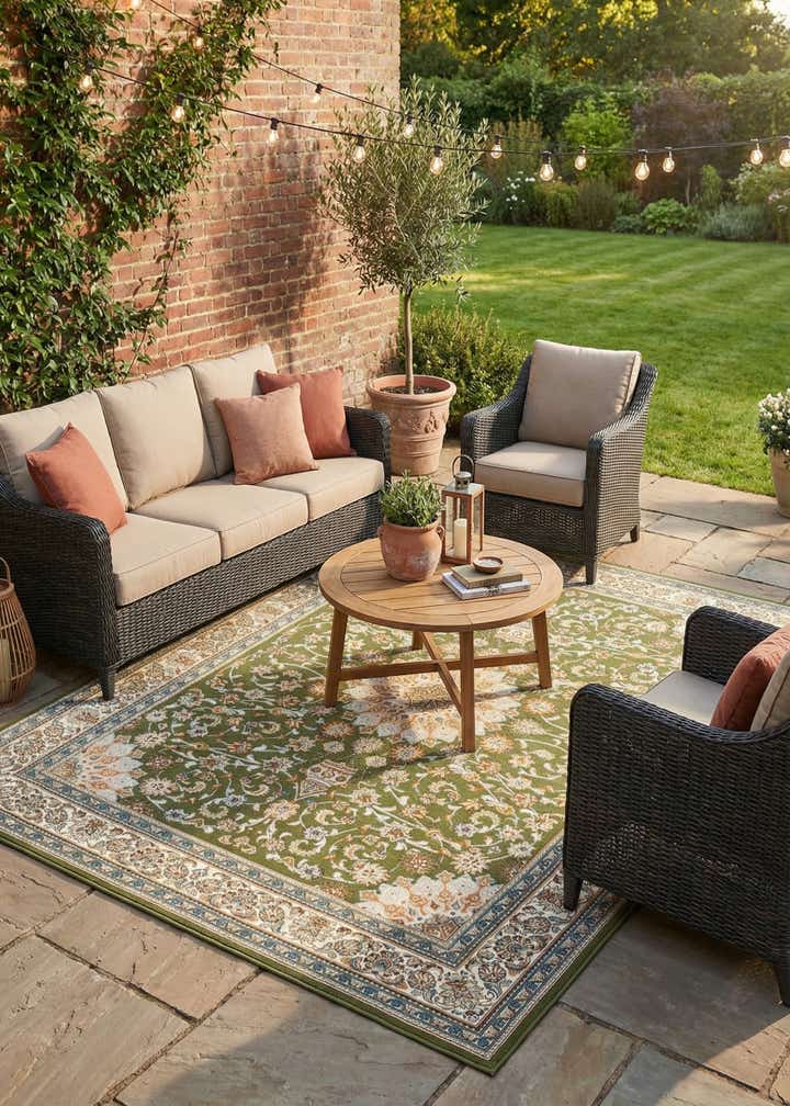 7' 10 x 10' Easy-Clean Traditional Indoor / Outdoor Rug