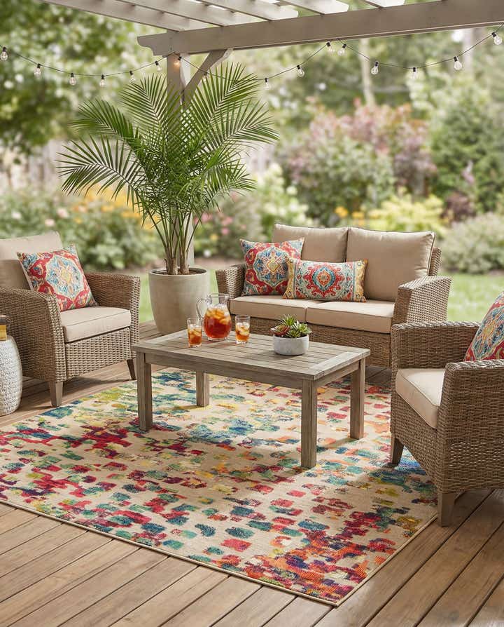 7' 10 x 7' 10 Easy-Clean Casablanca Indoor / Outdoor Square Rug