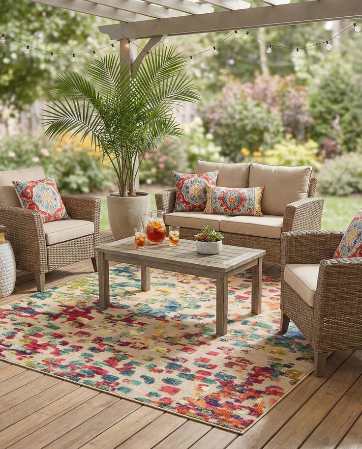 Detail image of 7' 10 x 7' 10 Easy-Clean Casablanca Indoor / Outdoor Square Rug