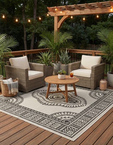 10' x 10' Easy-Clean Traditional Indoor / Outdoor Square Rug