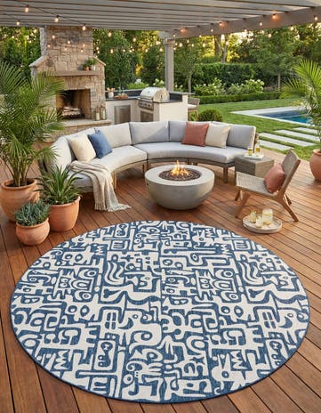 13' x 13' Easy-Clean Modern Indoor / Outdoor Round Rug