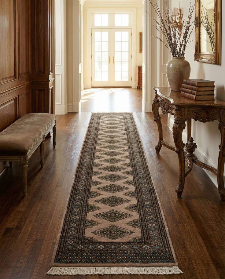 Detail image of 2' 6 x 11' 10 Hand Knotted Bokhara Wool Runner Rug