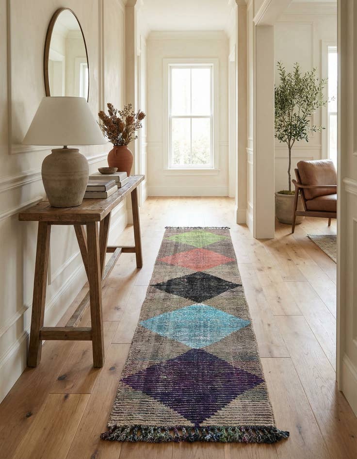 Detail image of 2' 6 x 12'  Hand Knotted Moroccan Wool Runner Rug