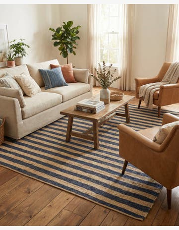 Navy Ivory Handmade Braided Jute Rug