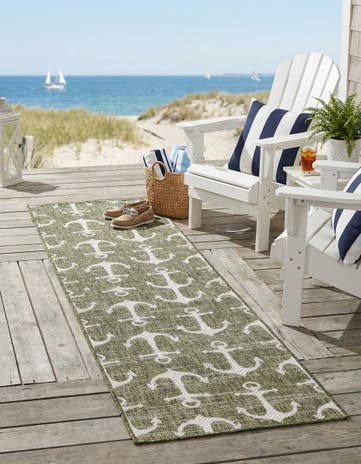 2' x 8' Easy-Clean Coastal Indoor / Outdoor Runner Rug